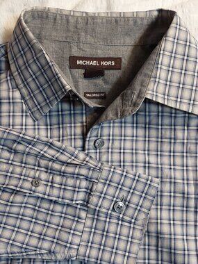 Michael Kors Men's Size M Tailored Fit Button-down Dress Shirt Cotton NWOT